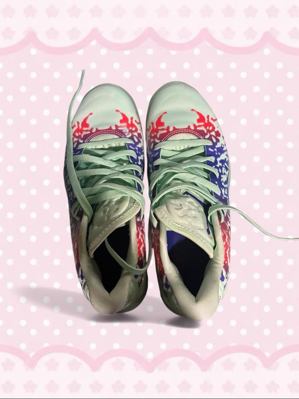 kids Multicolor Lace-Up Athletic Sneakers - Mint, Purple & Red